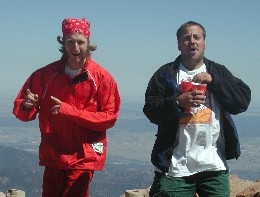 Burns Dog and Scurv E. Dawg Dancing on Pikes Peak