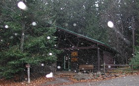 High Peaks Information Center in Snowstorm